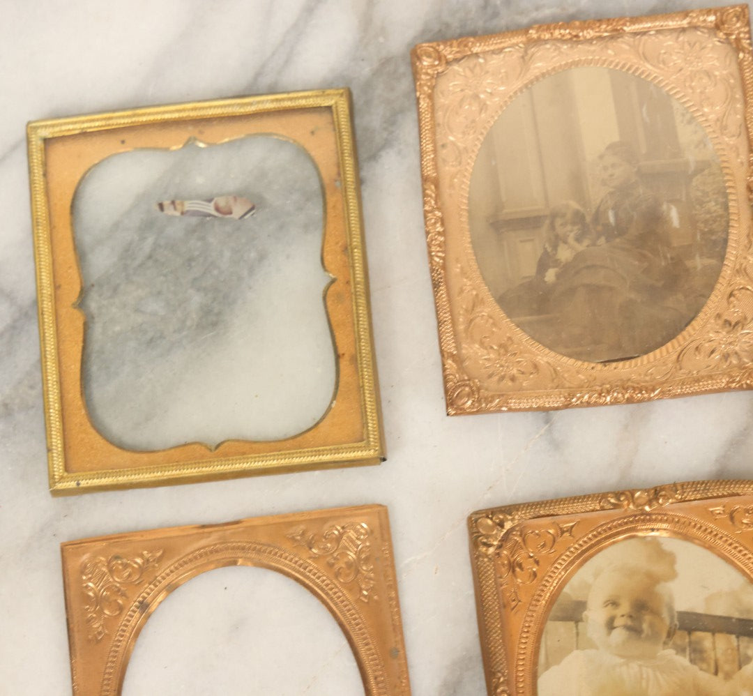 Lot 091 - Grouping Of Miscellaneous Hard Image Daguerreotype Case Parts Including Frames, Brass Mats, Glass Preservers, 8+ Pieces, As Found