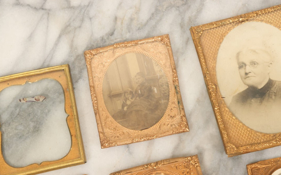 Lot 091 - Grouping Of Miscellaneous Hard Image Daguerreotype Case Parts Including Frames, Brass Mats, Glass Preservers, 8+ Pieces, As Found