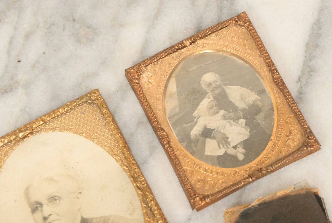 Lot 091 - Grouping Of Miscellaneous Hard Image Daguerreotype Case Parts Including Frames, Brass Mats, Glass Preservers, 8+ Pieces, As Found
