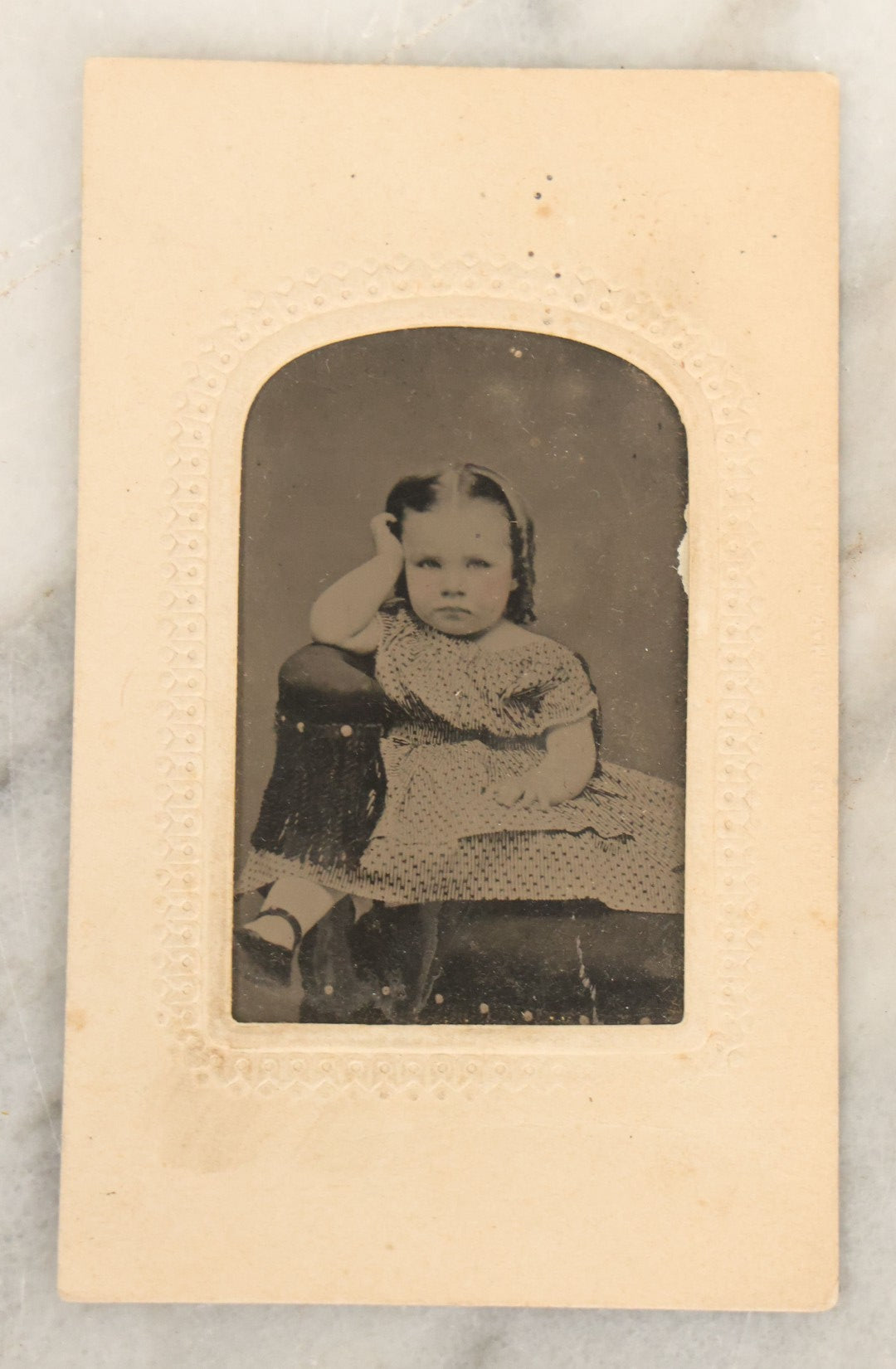 Lot 092 - Grouping Of Four Antique Tintype Photographs, Two Of Young Girls, One Woman, And A Young Man With Identification