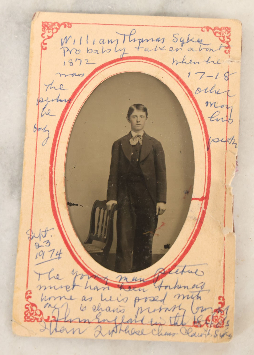 Lot 092 - Grouping Of Four Antique Tintype Photographs, Two Of Young Girls, One Woman, And A Young Man With Identification