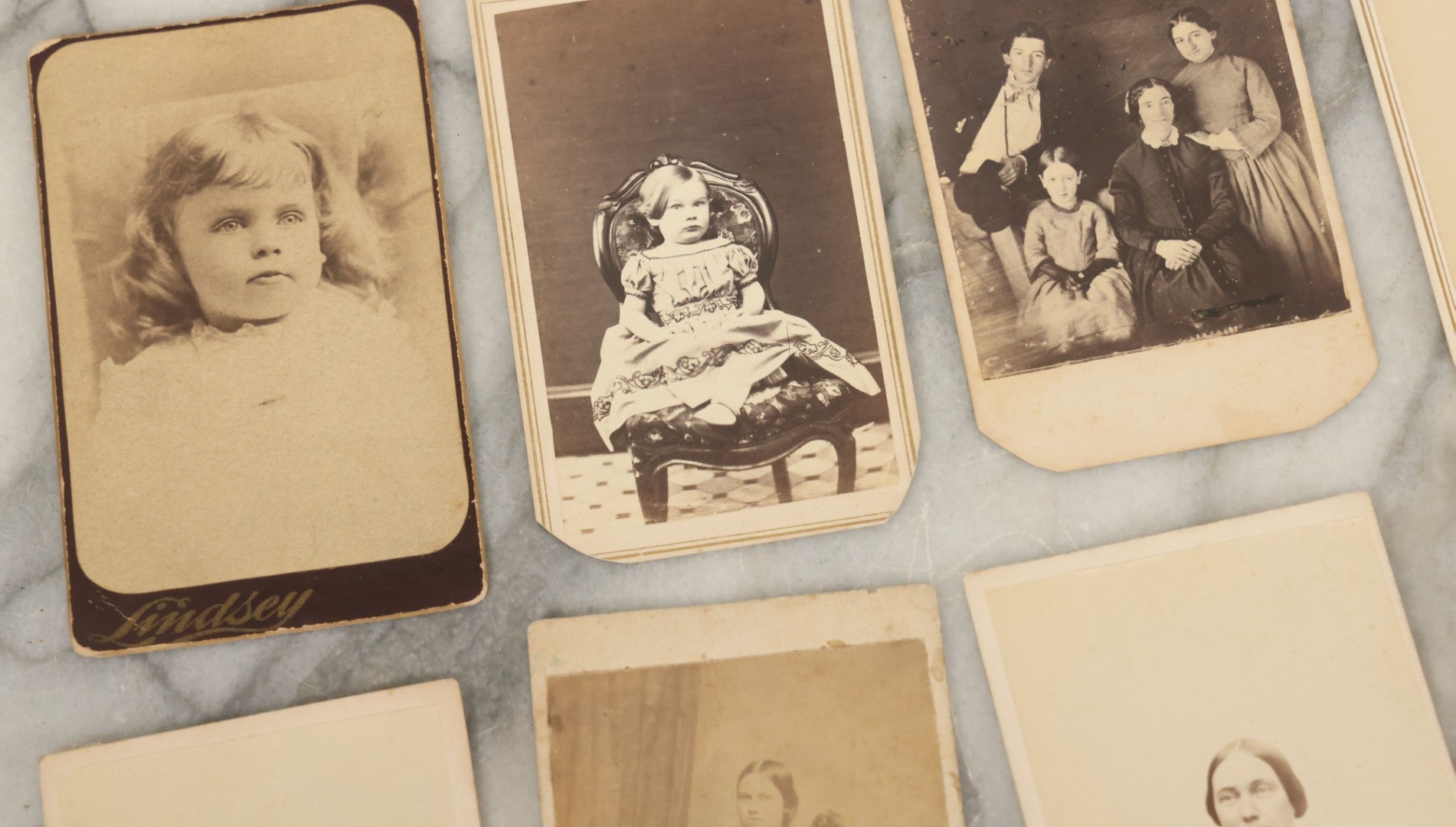 Lot 093 - Grouping Of 22 Assorted Carte De Visite C.D.V. Photographs Of Men, Women, And Children, Including Woman Holding Book, Group Of Four Youths, Etc