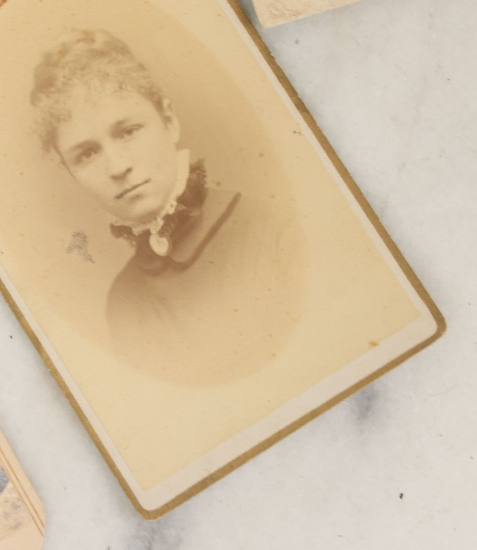 Lot 093 - Grouping Of 22 Assorted Carte De Visite C.D.V. Photographs Of Men, Women, And Children, Including Woman Holding Book, Group Of Four Youths, Etc