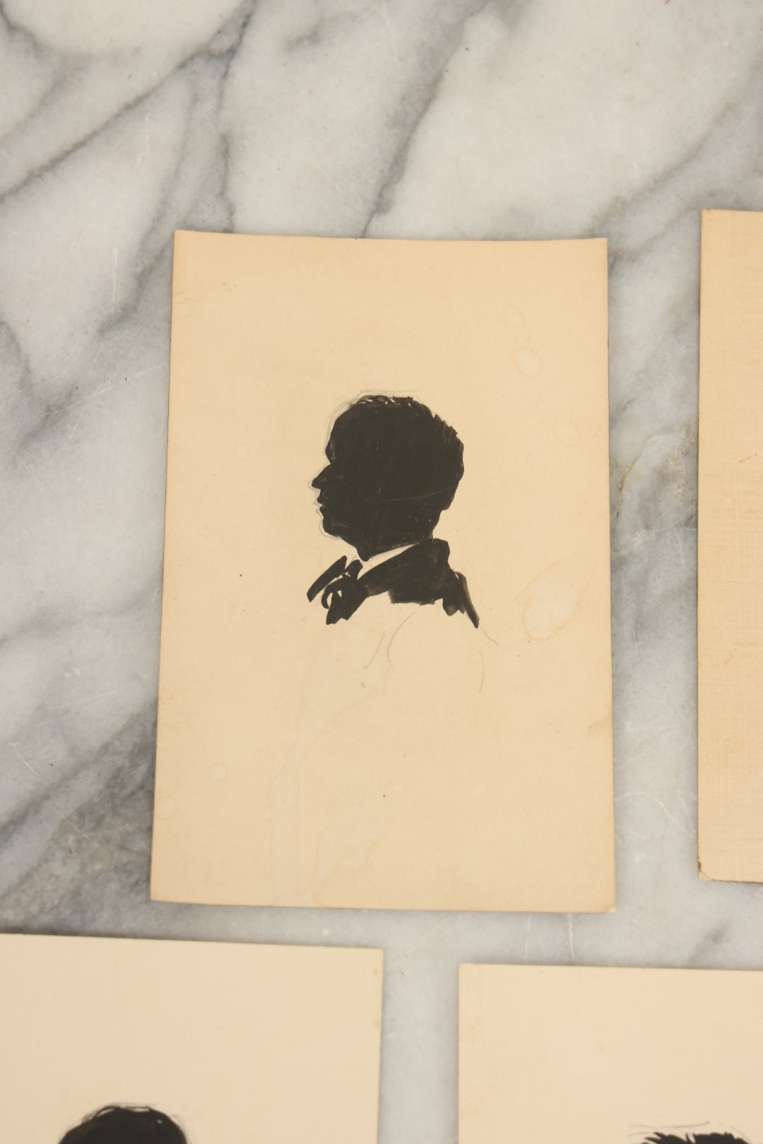 Lot 094 - Grouping Of Seven Vintage Hand Painted Silhouettes Of The Shattuck Family Of Hillsborough, New Hampshire, Painted By Elizabeth Morse Walsh, 1937