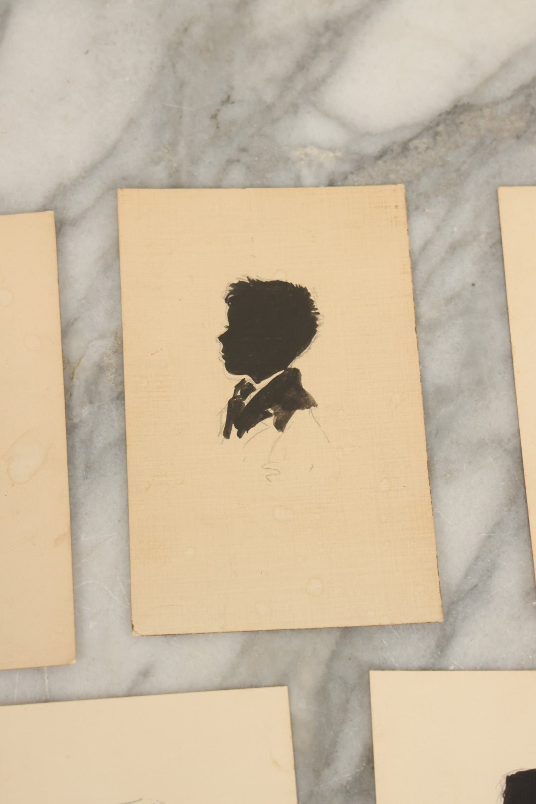 Lot 094 - Grouping Of Seven Vintage Hand Painted Silhouettes Of The Shattuck Family Of Hillsborough, New Hampshire, Painted By Elizabeth Morse Walsh, 1937