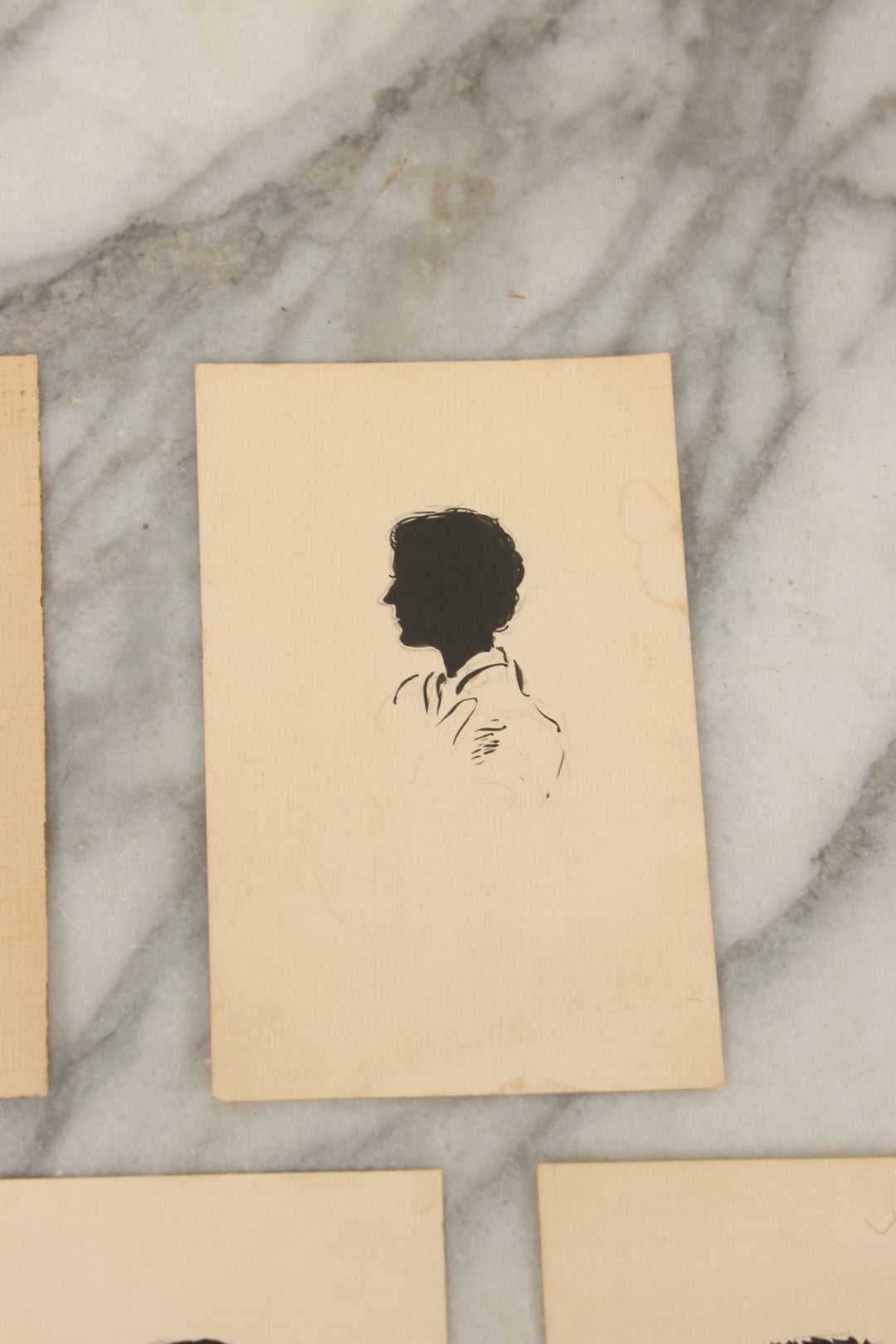 Lot 094 - Grouping Of Seven Vintage Hand Painted Silhouettes Of The Shattuck Family Of Hillsborough, New Hampshire, Painted By Elizabeth Morse Walsh, 1937