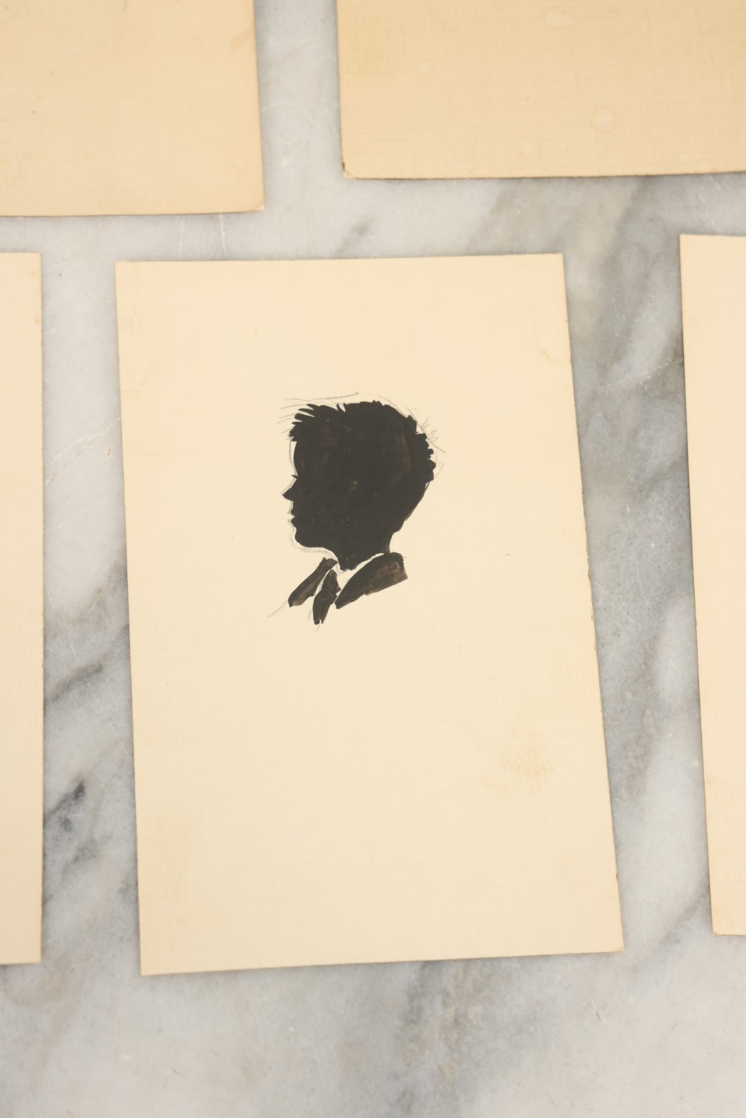 Lot 094 - Grouping Of Seven Vintage Hand Painted Silhouettes Of The Shattuck Family Of Hillsborough, New Hampshire, Painted By Elizabeth Morse Walsh, 1937