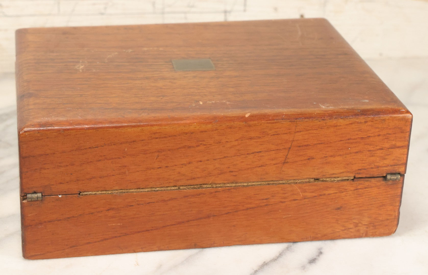 Lot 096 - Antique Lift Top Writing Lap Desk With Interior Compartments, Red Felt, With Original Inkwell