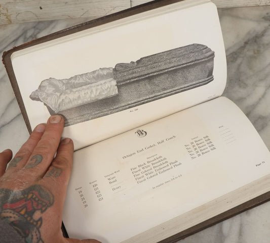 Lot 010 - Antique Thurston Bros. High Grade Burial Cases And Funeral Supplies Casket / Coffin Catalogue, Copyright 1914, South Union, Maine, Printed By Rochester Herald Co., Rochester, New York, 224 Pages