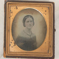 Lot 029 - Antique 1/6th Plate Ambrotype Photograph Of A Young Woman Identified Only As "Beautiful" With Handwritten Note On Verso, In Half Leatherette Union Case, With Faint Tinting