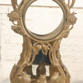 Lot 033 - Antique Art Nouveau Gilded Cast Metal Clock Case With Owl Motif, Mirror Backing, No Clock, Note Losses, Damage, 12-3/8" High