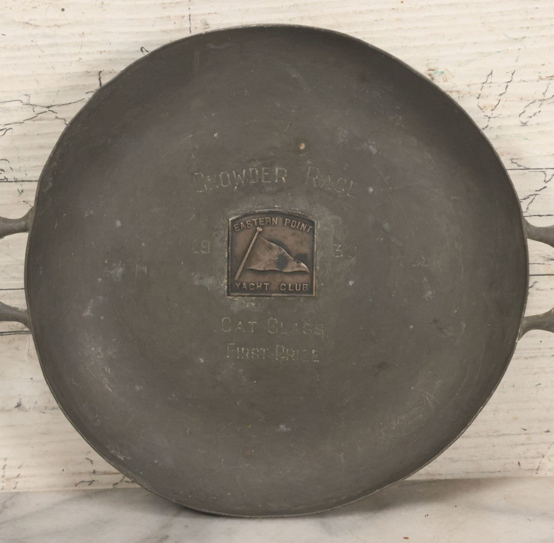 Lot 054 - Vintage Pewter Sailing Trophy, 