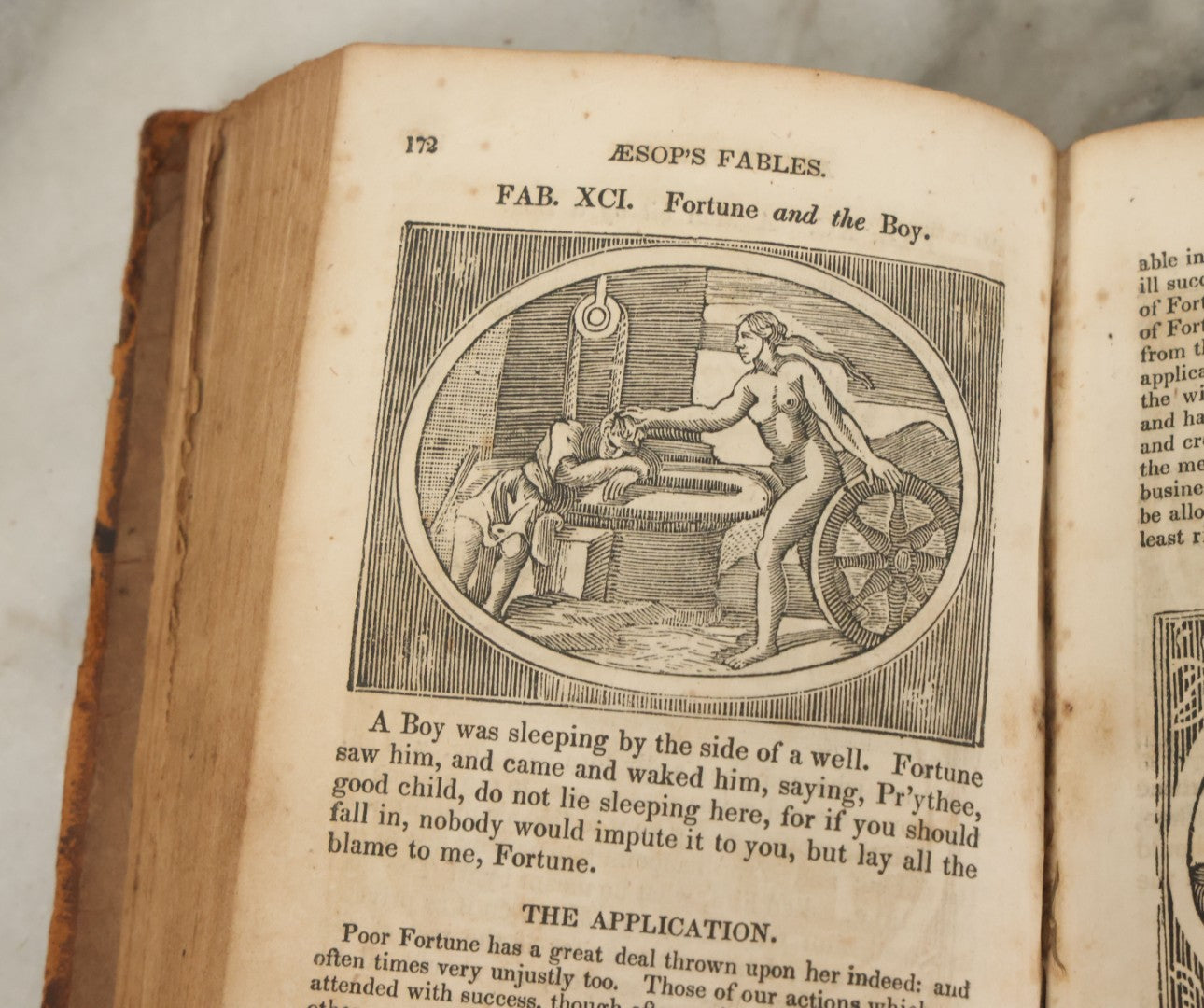 Lot 138 - "Aesop's Fables" Early 19th Century Fable Book Featuring Woodcut Engravings, Note Opening Pages Missing, Foxing Throughout