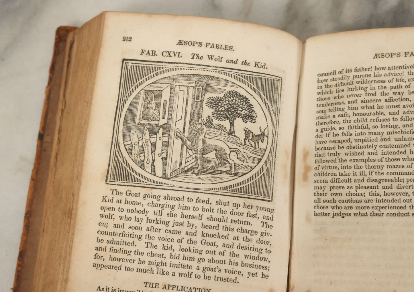 Lot 138 - "Aesop's Fables" Early 19th Century Fable Book Featuring Woodcut Engravings, Note Opening Pages Missing, Foxing Throughout