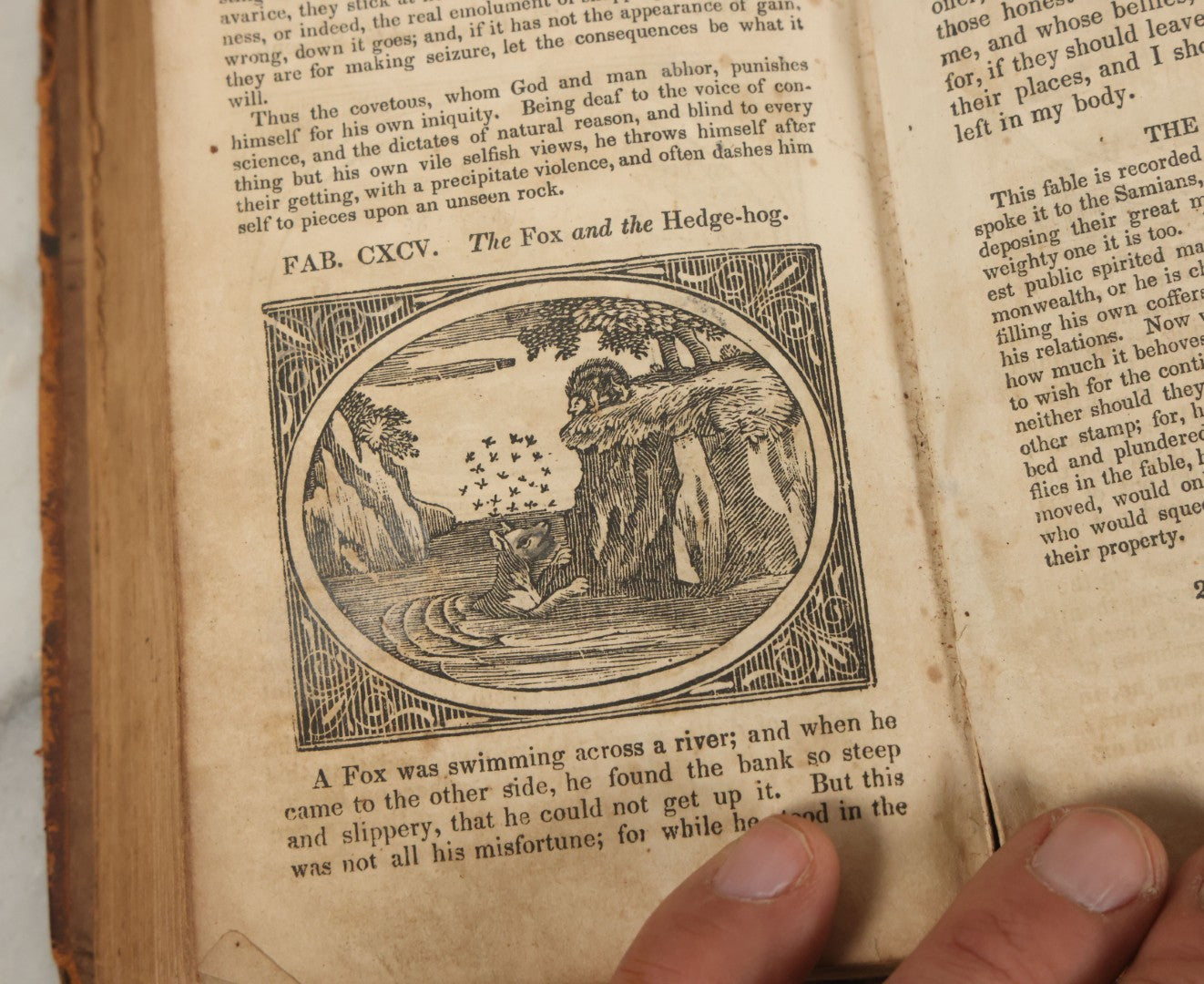 Lot 138 - "Aesop's Fables" Early 19th Century Fable Book Featuring Woodcut Engravings, Note Opening Pages Missing, Foxing Throughout