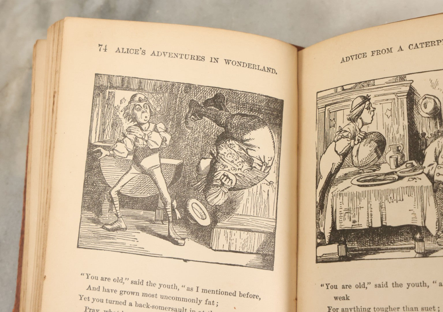 Lot 140 - "Alice's Adventures In Wonderland" Antique Book By Lewis Carroll With Burnt Red Art Nouveau Cover Design And Illustrations Throughout, Note Binding Wear, Circa Late 19th Century