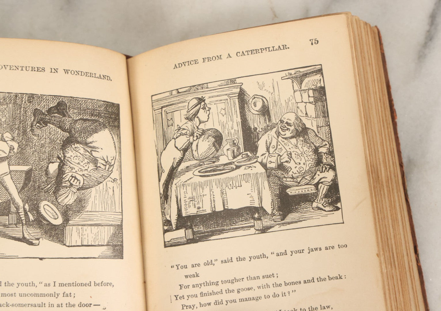 Lot 140 - "Alice's Adventures In Wonderland" Antique Book By Lewis Carroll With Burnt Red Art Nouveau Cover Design And Illustrations Throughout, Note Binding Wear, Circa Late 19th Century