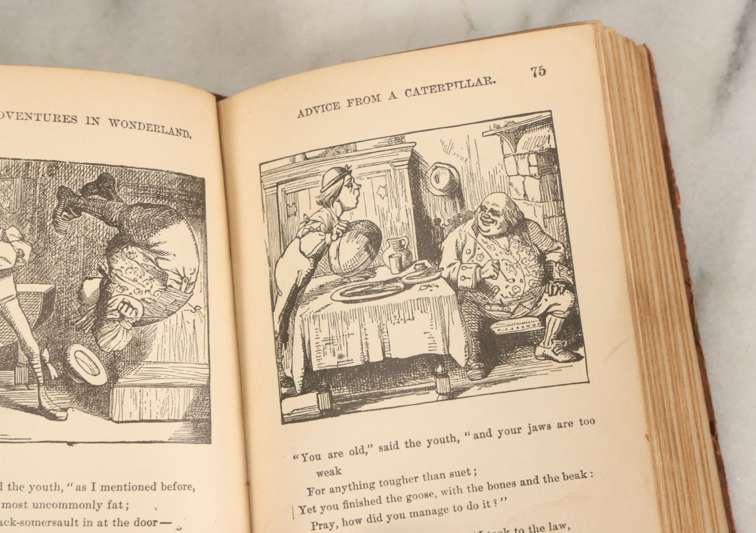 Lot 140 - "Alice's Adventures In Wonderland" Antique Book By Lewis Carroll With Burnt Red Art Nouveau Cover Design And Illustrations Throughout, Note Binding Wear, Circa Late 19th Century