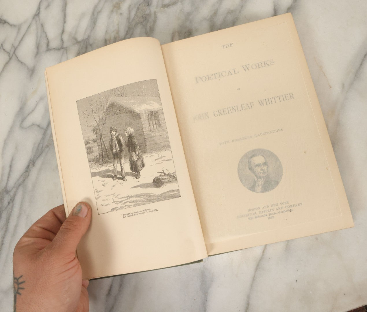 Lot 142 - "The Poetical Works Of John Greenleaf Whittier" Antique Poetry Book With Numerous Illustrations, Houghton Mifflin And Co. Publishers, Boston And New York, 1889