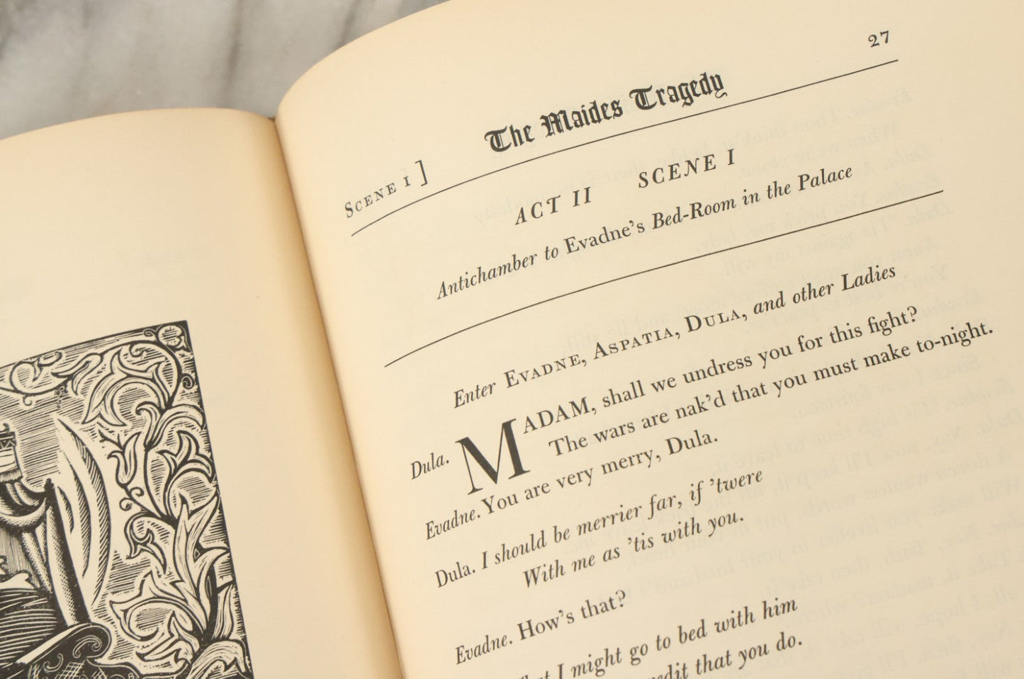 Lot 145 - "The Maides Tragedy" By Frances Beaumont And John Fletcher, Vintage Drama Theater Play, With Wood Engravings By Freda Bone, Printed For Cheshire House Publishers, New York 1942, Limited Edition Number 713 Of 1,200