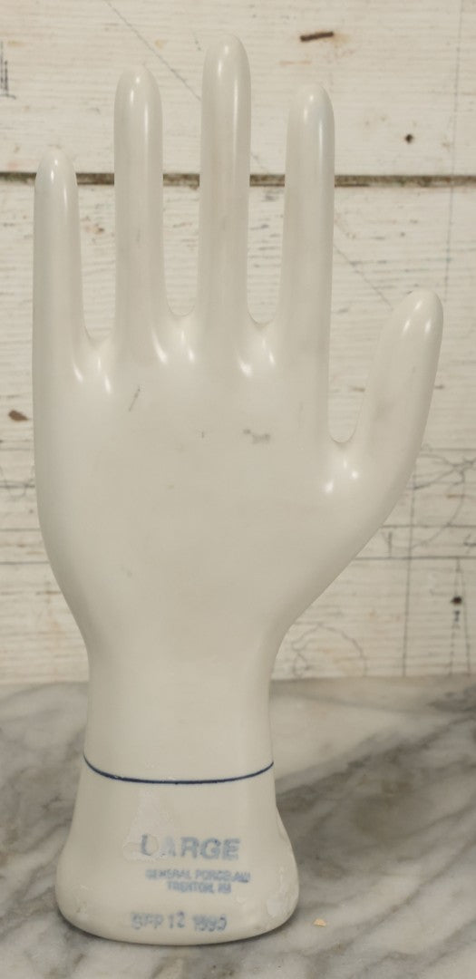 Lot 049 - Vintage Porcelain Large Size Glove Mold, General Porcelain Company, Trenton New Jersey, Dated 1995, 11-3/4" Overall Length
