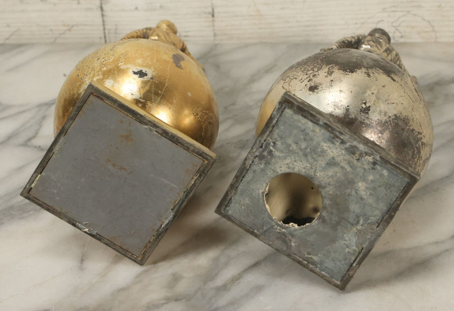 Lot 072 - Pair Of Vintage Automobile Club Michigan A.A.A. "Excellent Service And Safety Activity" Trophies, One In Gold Finish, One In Silver Finish, 10-1/4" Tall