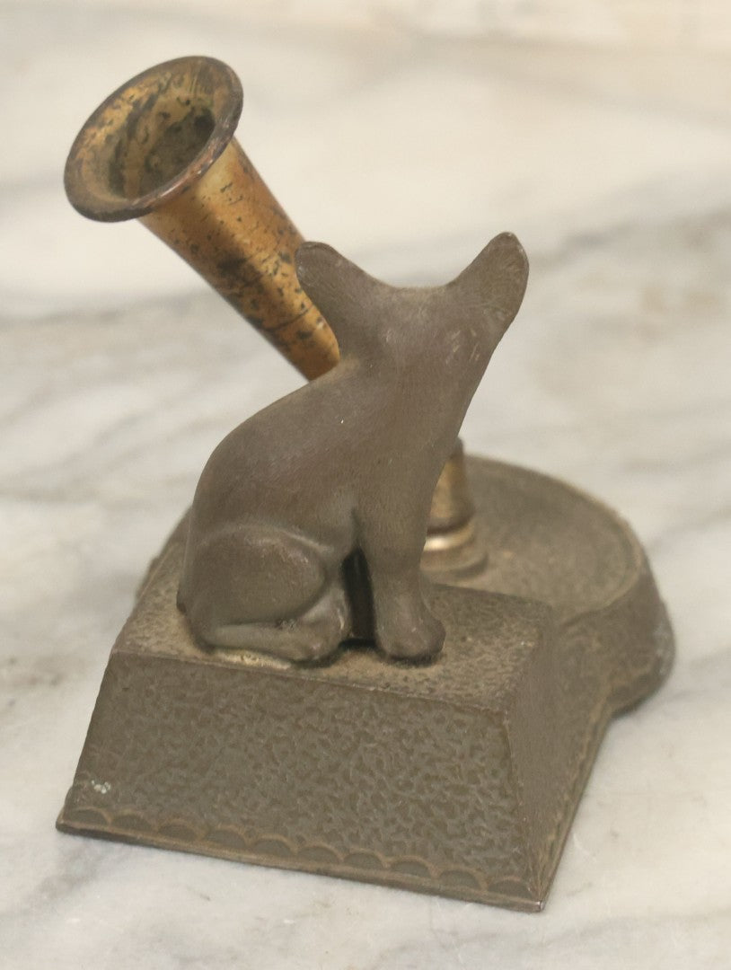 Lot 083 - Antique Figural Pen Rest With Fennec Fox Statue And Bird Motif, Made In Japan, Makers Mark On Bottom