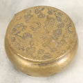 Lot 088 - Antique Small Brass Pill Pot With Hinged Lid With Flora And Fauna Decorations, Including Birds Frogs And Flowers