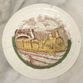 Lot 092 - Antique Transferware Child's Alphabet Plate With Locomotive Railroad Design, Makers Mark On Verso, Note Severe Crack