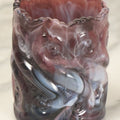 Lot 096 - Vintage Purple And White Swirl Slag Glass Toothpick Holder