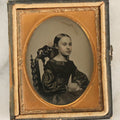 Lot 100 - Antique 1/9th Plate Ambrotype Photograph Of Young Girl With Soft Features And Tied Back Hair, In Half Leatherette Union Case