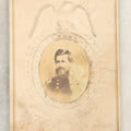 Lot 109 - Single Antique Carte De Visite C.D.V. Photograph Of Civil War Era Soldier, Applied To Embossed Paper, Patriotic Frame With Eagle, Cannons, Etc.
