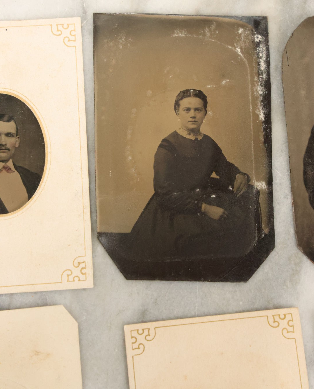 Lot 119 - Grouping Of 12 Antique Tintype Photographs Of Men And Women, Including Elderly Man With Long White Beard And Woman With Gold Jewelry