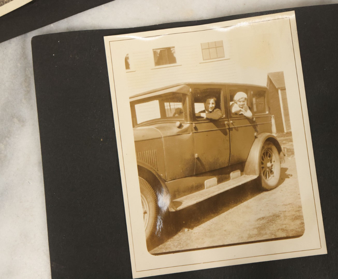 Lot 124 - Grouping Of Vintage Early 20th Century Snapshot Photo Album Pages, 9 Snapshots Including Children With Cats, Monson Town Farm Stoop, Kids On Horseback, Etc.