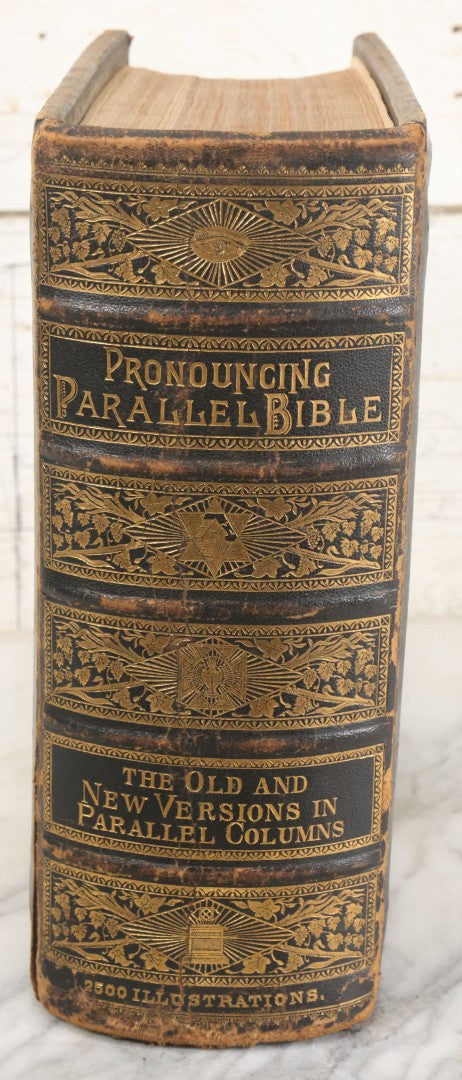 Lot 005 - Antique Pronouncing Parallel Holy Bible, Old And New Testaments, With Ornate Cover And Binding, Gately & O'Gorman, Publishers, Boston, Copyright 1890, By A.J. Holman & Co., Profusely Illustrated, Note Loose Pages