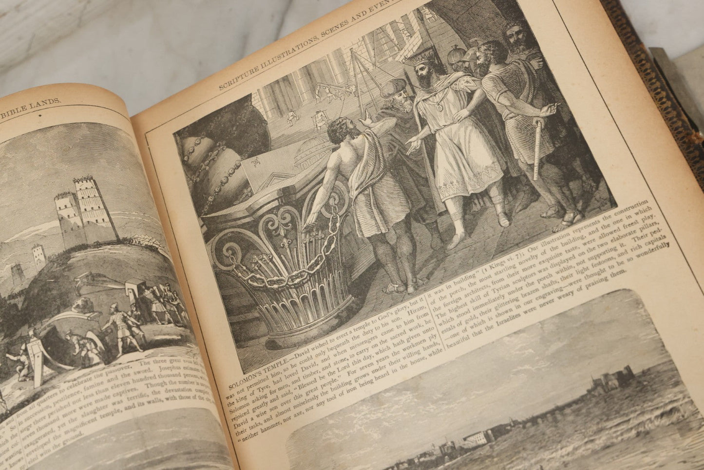 Lot 005 - Antique Pronouncing Parallel Holy Bible, Old And New Testaments, With Ornate Cover And Binding, Gately & O'Gorman, Publishers, Boston, Copyright 1890, By A.J. Holman & Co., Profusely Illustrated, Note Loose Pages