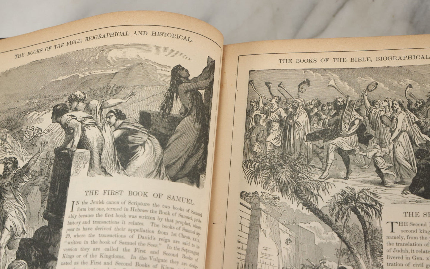 Lot 005 - Antique Pronouncing Parallel Holy Bible, Old And New Testaments, With Ornate Cover And Binding, Gately & O'Gorman, Publishers, Boston, Copyright 1890, By A.J. Holman & Co., Profusely Illustrated, Note Loose Pages