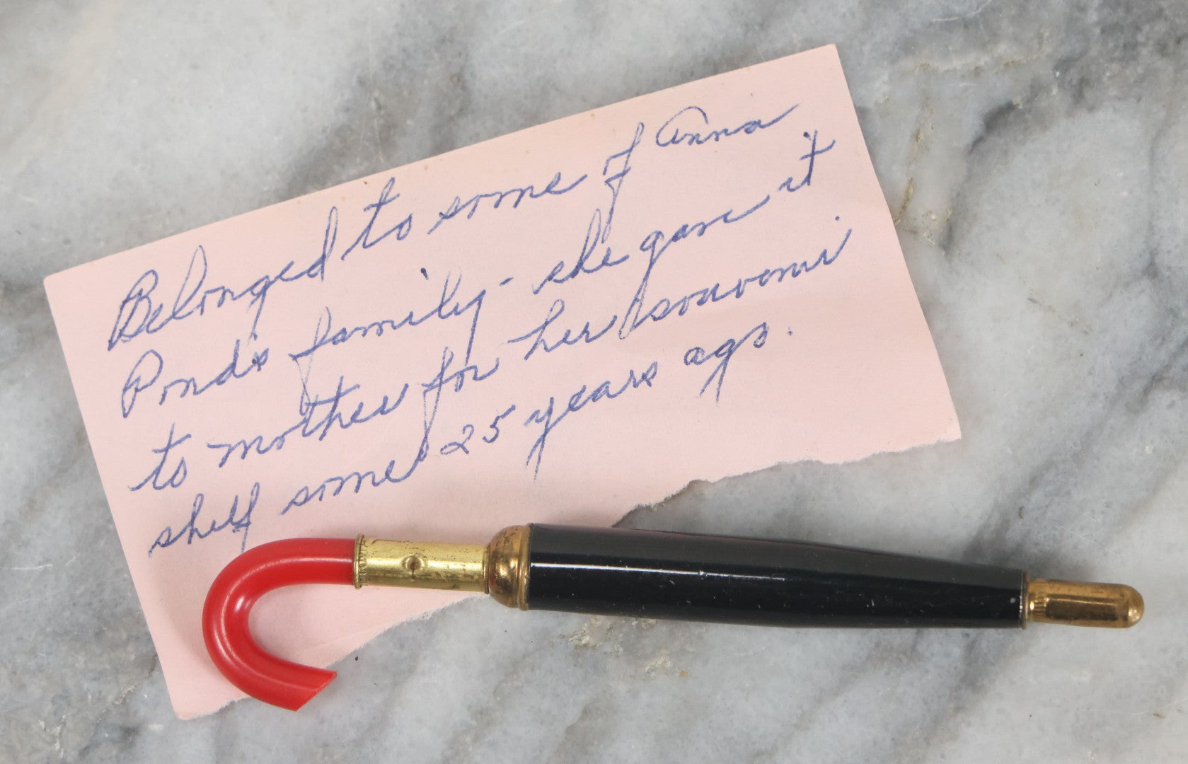 Lot 113 - Antique Umbrella Travel Pencil With Note