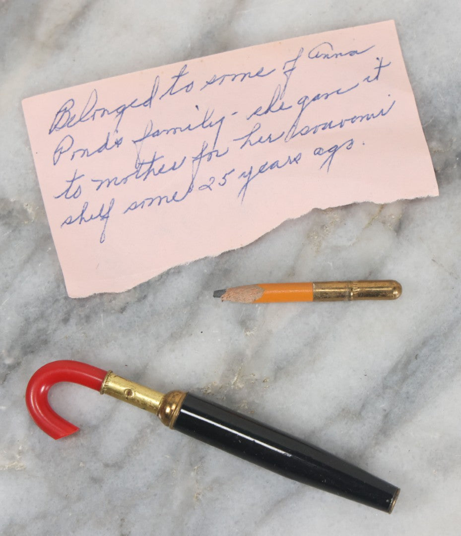 Lot 113 - Antique Umbrella Travel Pencil With Note