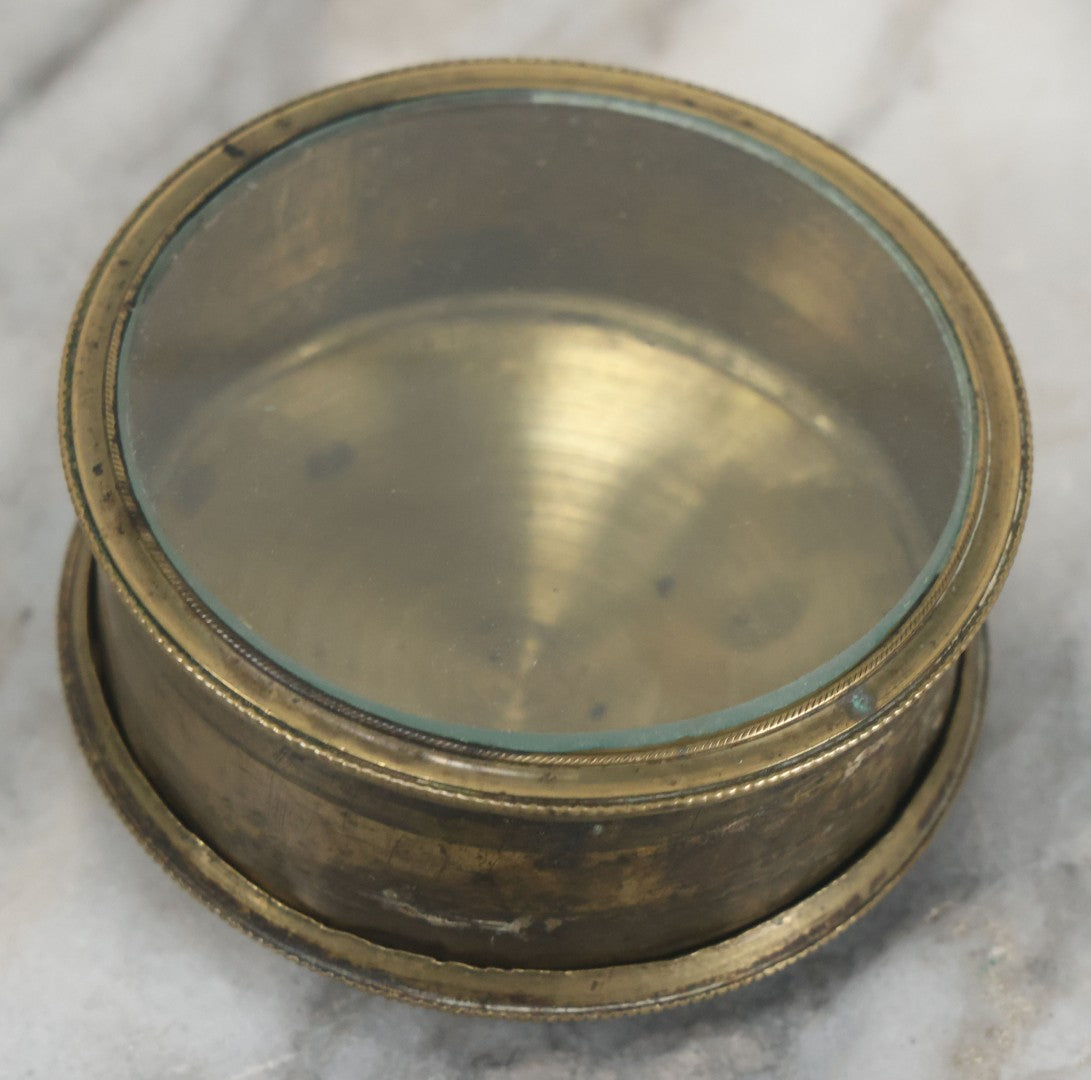 Lot 114 - Antique Brass Clock Case Fragment With Glass Window And Removable Front And Back