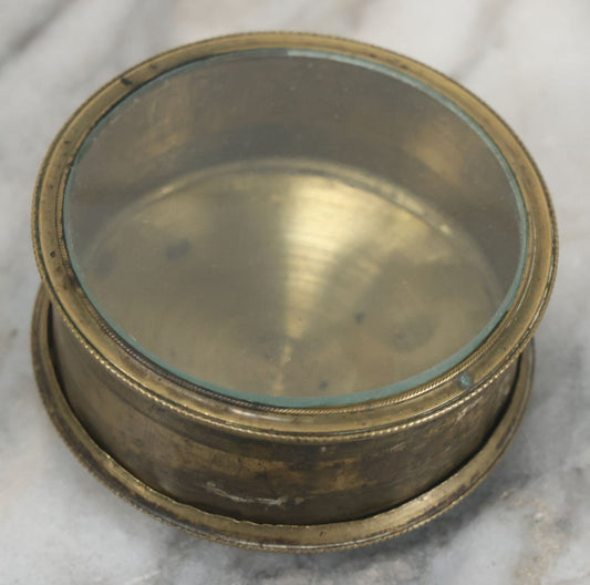 Lot 114 - Antique Brass Clock Case Fragment With Glass Window And Removable Front And Back