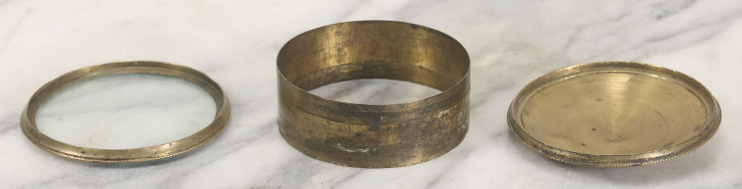 Lot 114 - Antique Brass Clock Case Fragment With Glass Window And Removable Front And Back
