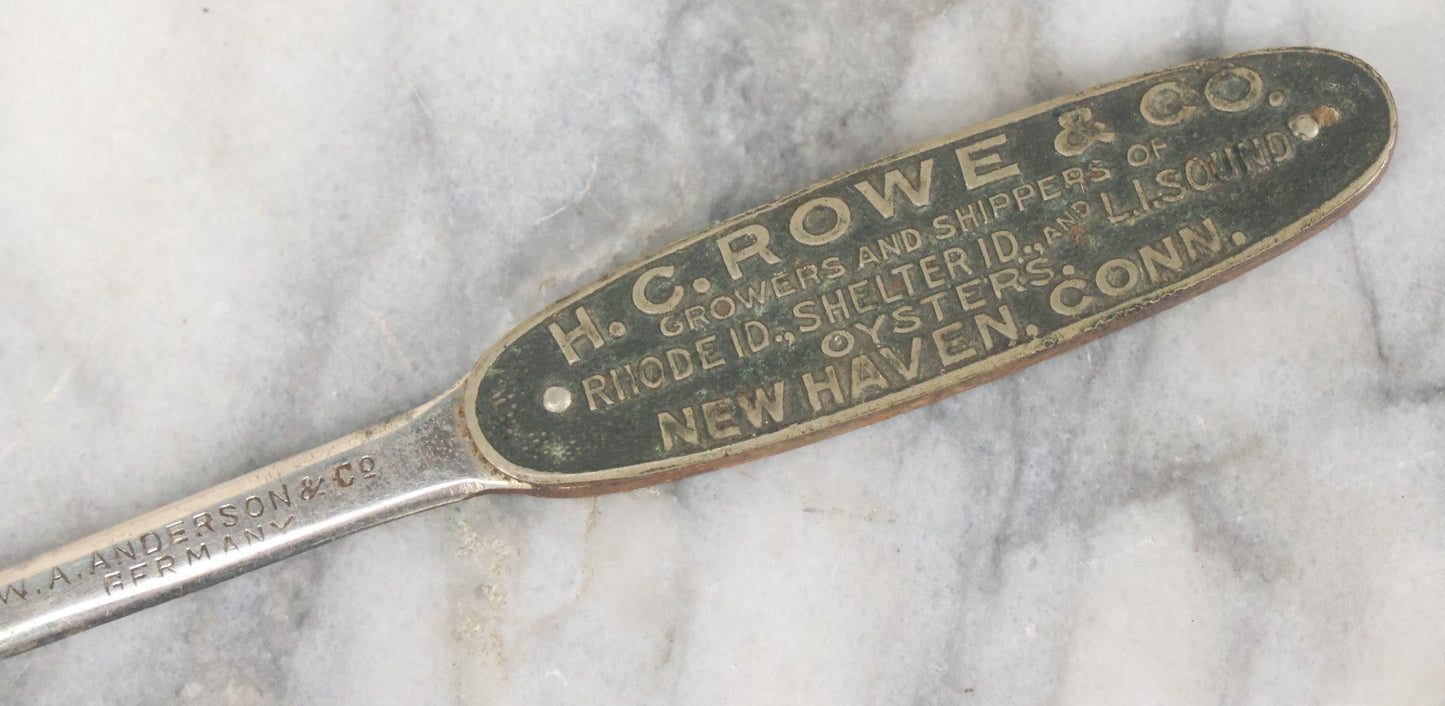 Lot 116 - Single Antique Advertising Letter Opener From H.C. Rowe And Co. Growers And Shippers Of Oysters, New Haven Connecticut, Manufactured By W.A. Anderson And Co., Germany