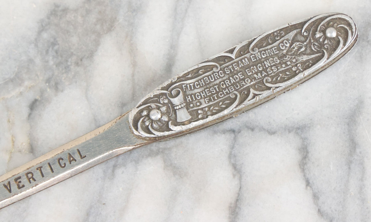 Lot 117 - Single Antique Letter Opener Advertising Fitchburg Steam Engine Co., Fitchburg Massachusetts, 1908, Manufactured By S.D. Childs And Co., Chicago, Note Tip Bent