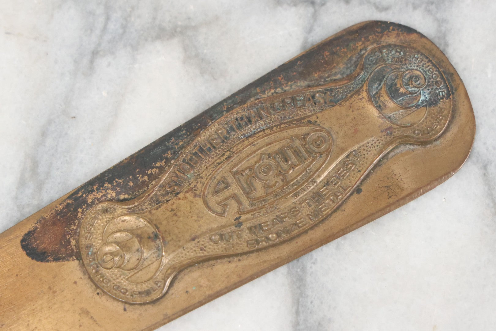 Lot 118 - Single Antique Letter Opener Advertising Arguto Oilless Bearing Co., Wayne Junction, Philadelphia, Manufactured By A.J. Keil Co., Philadelphia