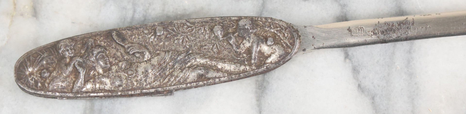 Lot 119 - Antique Letter Opener With Cherub And Nude Woman Motif, With Folding Pocket Knife, Note Knife Broken, Manufactured By Naunet Cutlery Co., Philadelphia, Made In Germany
