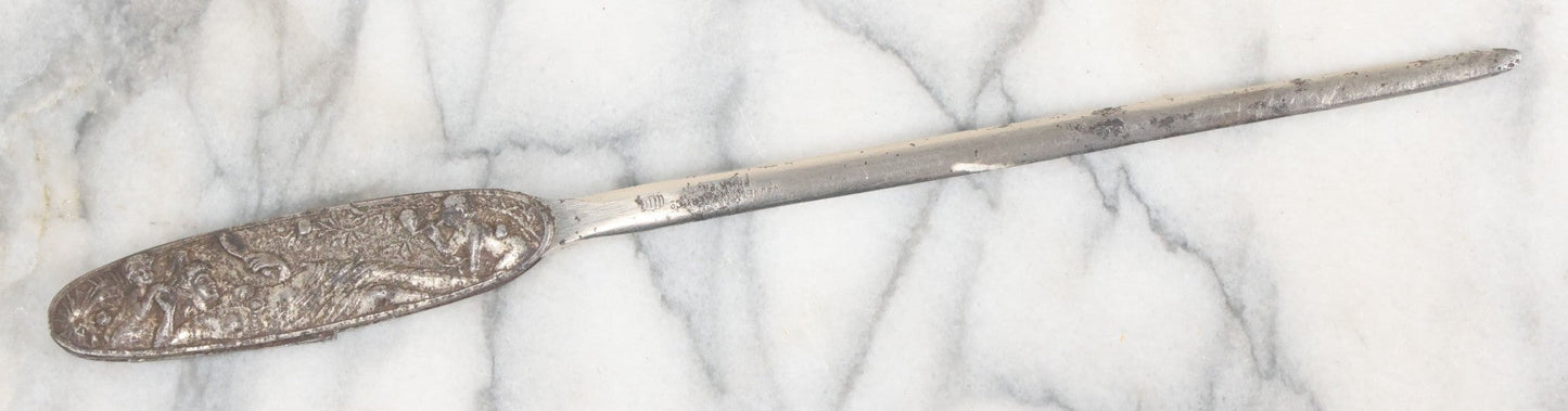 Lot 119 - Antique Letter Opener With Cherub And Nude Woman Motif, With Folding Pocket Knife, Note Knife Broken, Manufactured By Naunet Cutlery Co., Philadelphia, Made In Germany