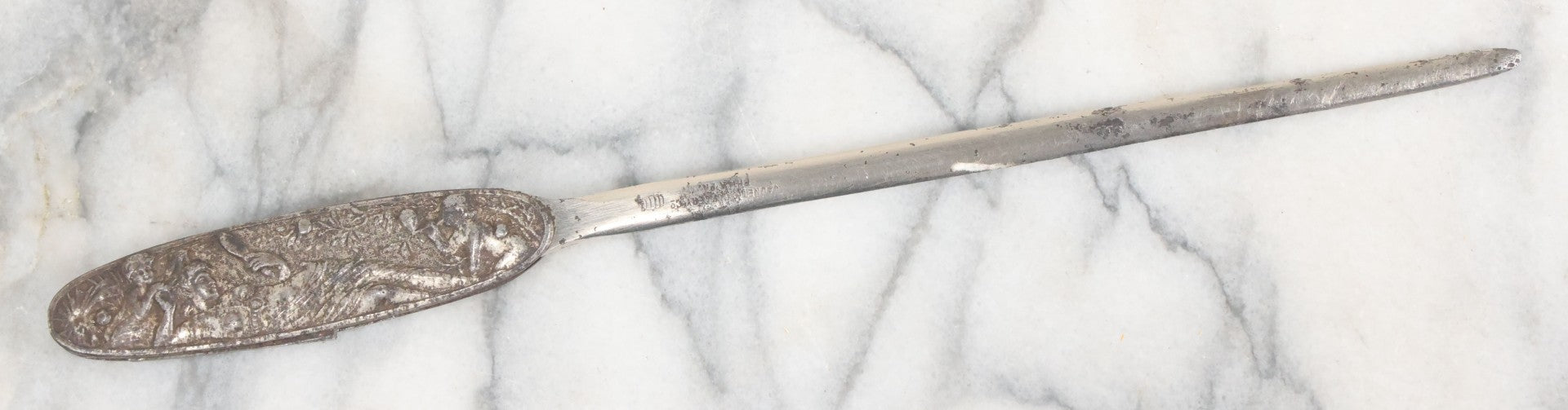 Lot 119 - Antique Letter Opener With Cherub And Nude Woman Motif, With Folding Pocket Knife, Note Knife Broken, Manufactured By Naunet Cutlery Co., Philadelphia, Made In Germany