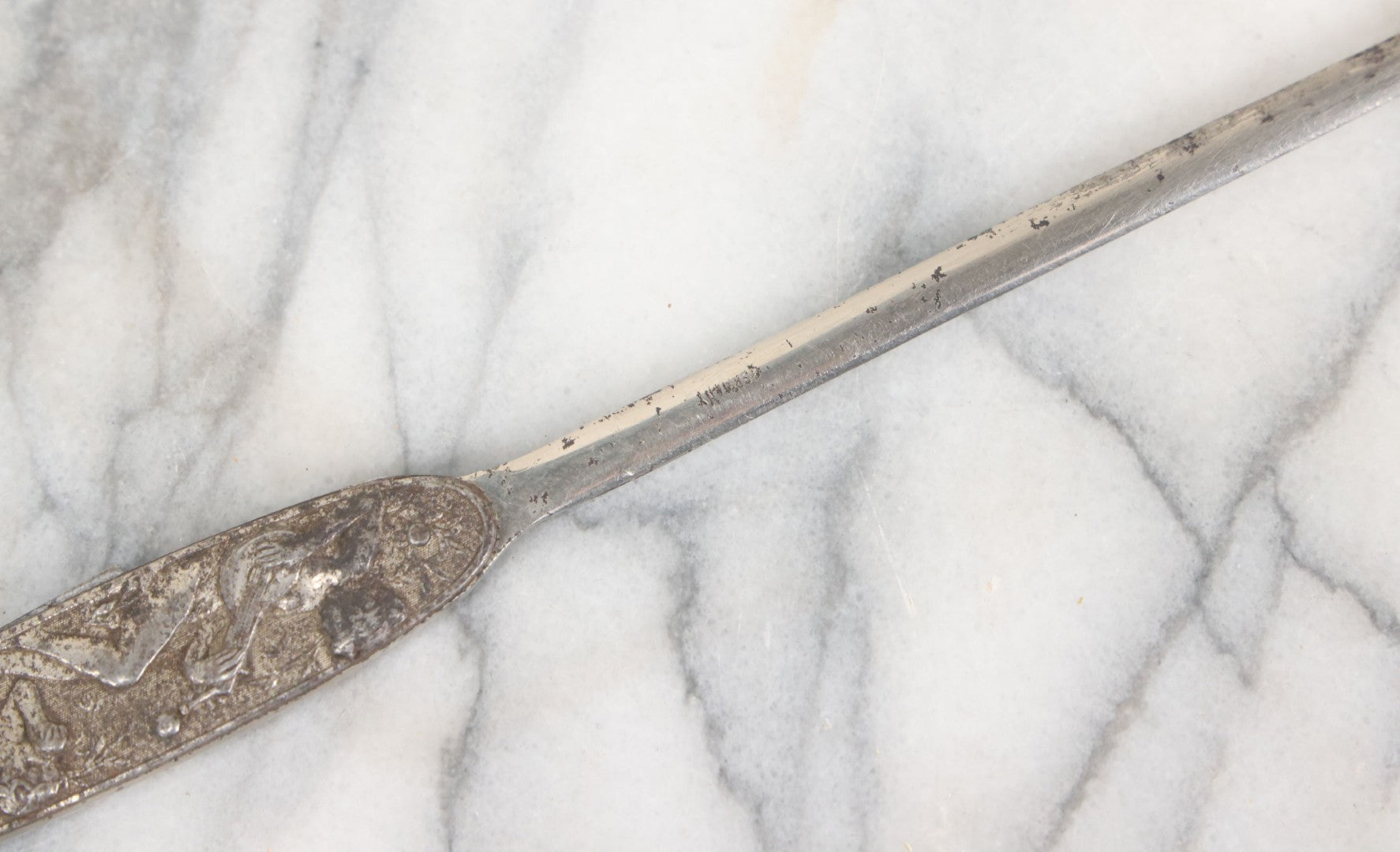 Lot 119 - Antique Letter Opener With Cherub And Nude Woman Motif, With Folding Pocket Knife, Note Knife Broken, Manufactured By Naunet Cutlery Co., Philadelphia, Made In Germany