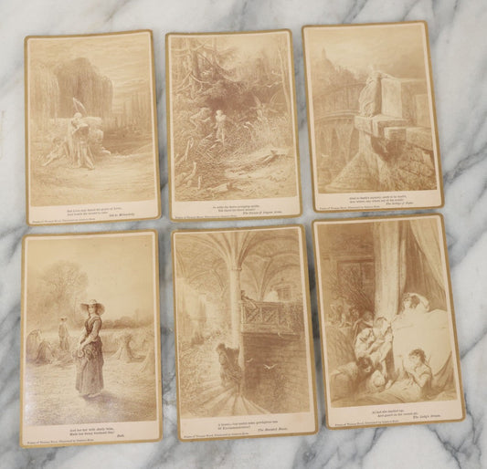 Lot 128 - Grouping Of 6 Antique Cabinet Card Illustrations By Gustave Dore Of The Poems Of Thomas Hood Including The Bridge Of Sighs, The Ladies Dream, The Haunted House, And More